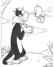 Tweety and Sylvester coloring page