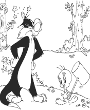 Tweety and Sylvester coloring pages