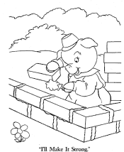 Fairy Tale 3 little pigs coloring page