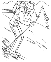 sports coloring page skiing